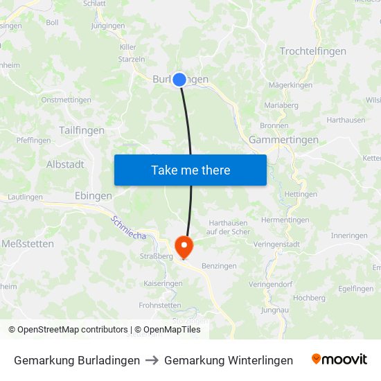 Gemarkung Burladingen to Gemarkung Winterlingen map