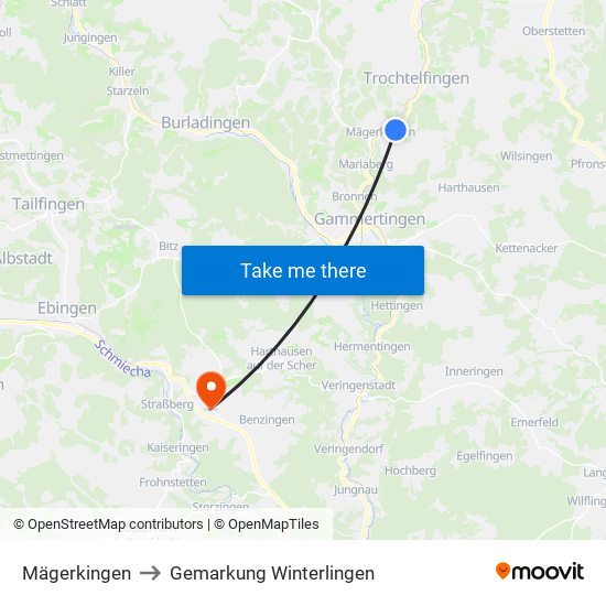 Mägerkingen to Gemarkung Winterlingen map