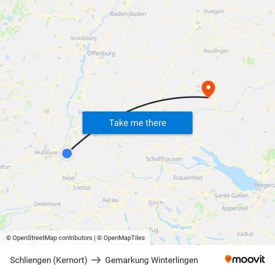 Schliengen (Kernort) to Gemarkung Winterlingen map