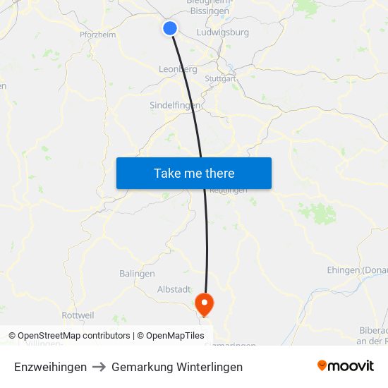 Enzweihingen to Gemarkung Winterlingen map