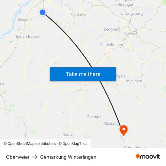 Oberweier to Gemarkung Winterlingen map