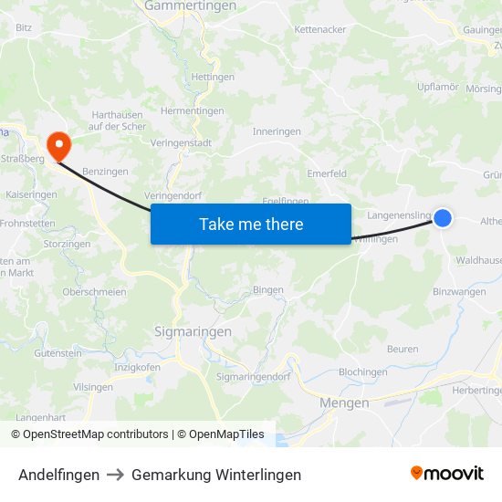 Andelfingen to Gemarkung Winterlingen map