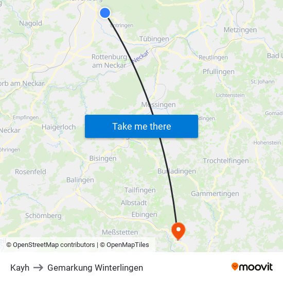 Kayh to Gemarkung Winterlingen map