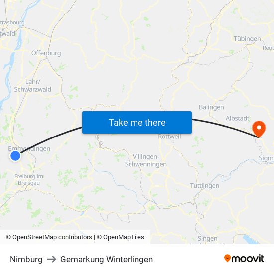 Nimburg to Gemarkung Winterlingen map