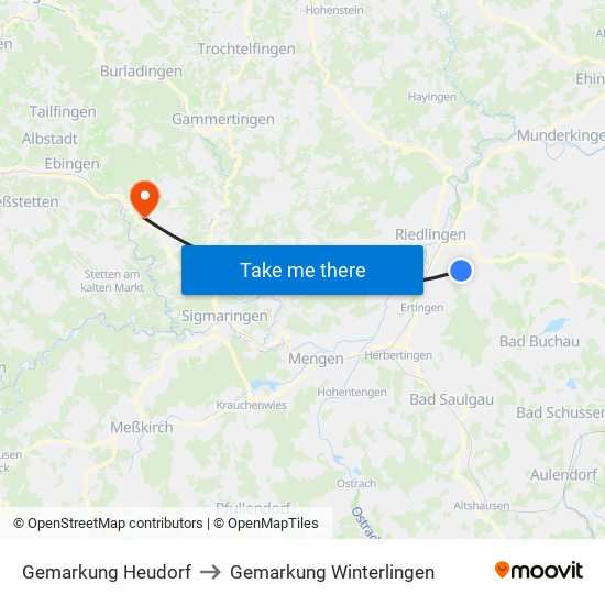 Gemarkung Heudorf to Gemarkung Winterlingen map