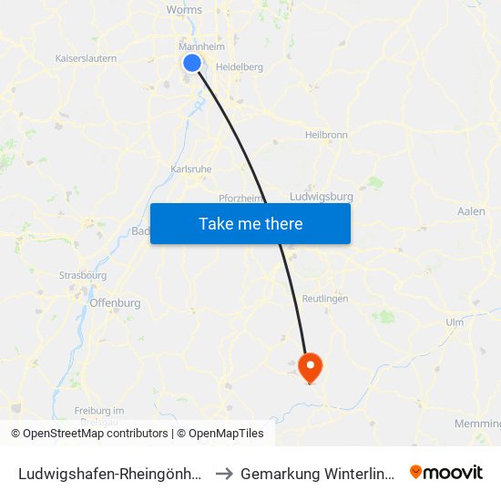 Ludwigshafen-Rheingönheim to Gemarkung Winterlingen map