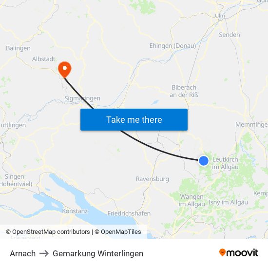 Arnach to Gemarkung Winterlingen map