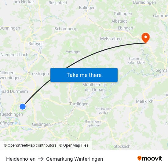 Heidenhofen to Gemarkung Winterlingen map