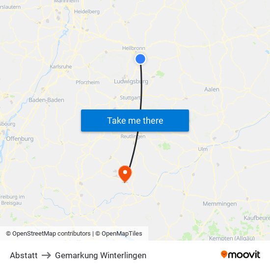 Abstatt to Gemarkung Winterlingen map