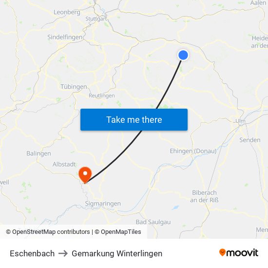 Eschenbach to Gemarkung Winterlingen map