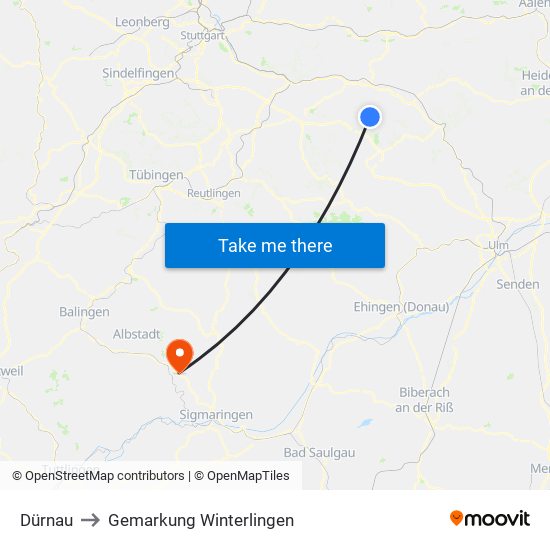 Dürnau to Gemarkung Winterlingen map