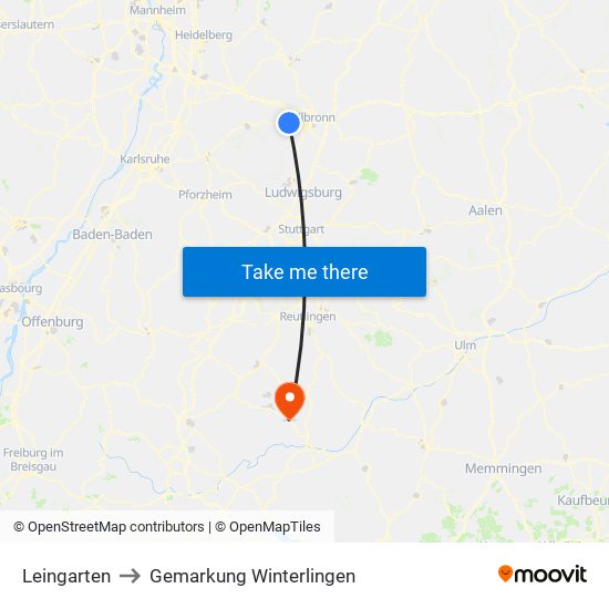 Leingarten to Gemarkung Winterlingen map