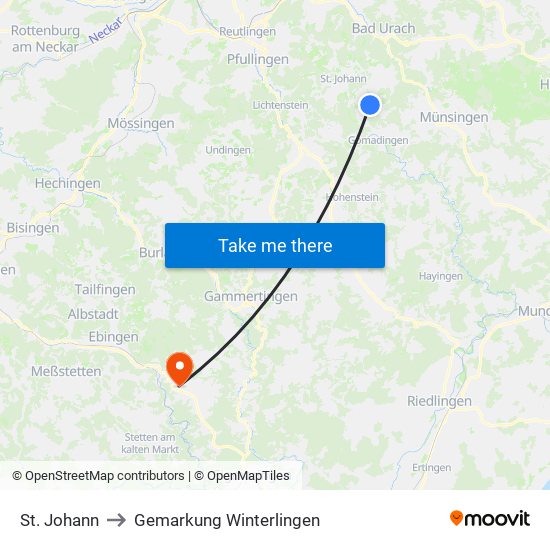 St. Johann to Gemarkung Winterlingen map