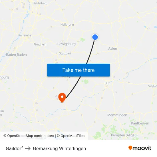 Gaildorf to Gemarkung Winterlingen map