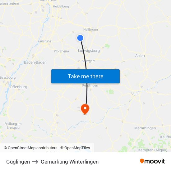 Güglingen to Gemarkung Winterlingen map