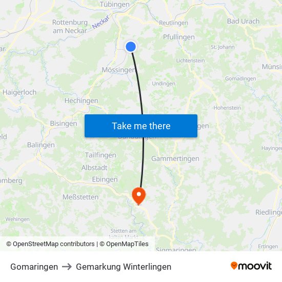 Gomaringen to Gemarkung Winterlingen map