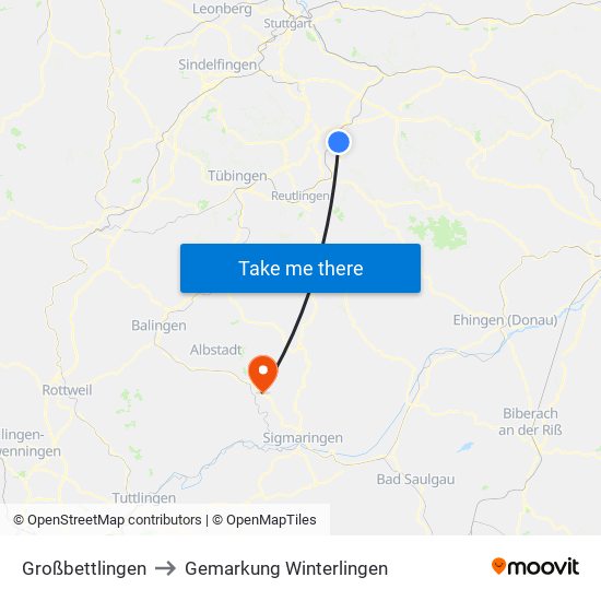 Großbettlingen to Gemarkung Winterlingen map