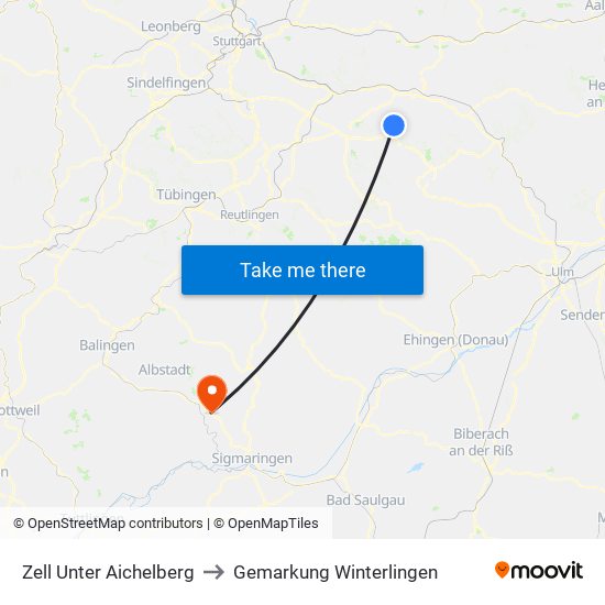 Zell Unter Aichelberg to Gemarkung Winterlingen map