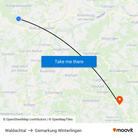 Waldachtal to Gemarkung Winterlingen map