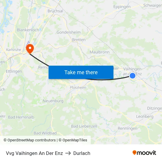 Vvg Vaihingen An Der Enz to Durlach map
