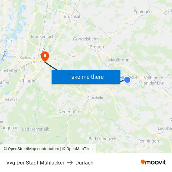 Vvg Der Stadt Mühlacker to Durlach map