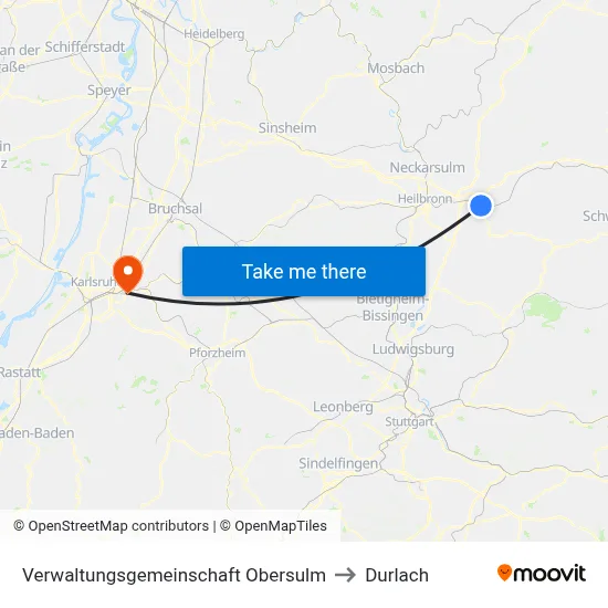 Verwaltungsgemeinschaft Obersulm to Durlach map