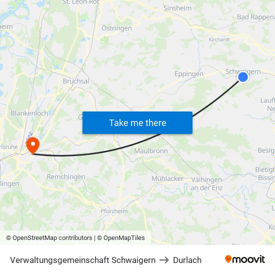 Verwaltungsgemeinschaft Schwaigern to Durlach map