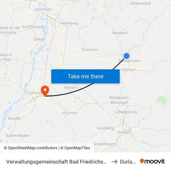 Verwaltungsgemeinschaft Bad Friedrichshall to Durlach map