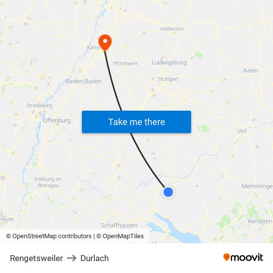 Rengetsweiler to Durlach map
