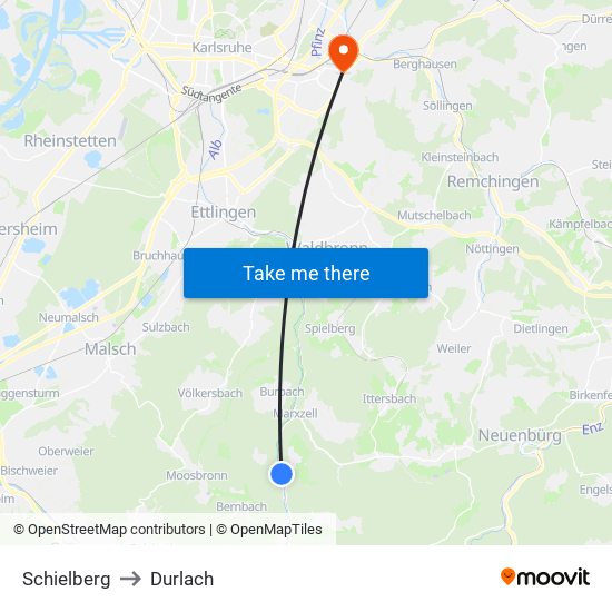 Schielberg to Durlach map