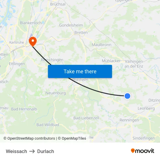 Weissach to Durlach map