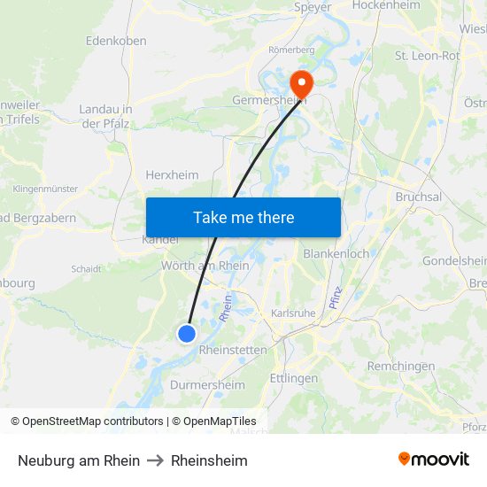 Neuburg am Rhein to Rheinsheim map