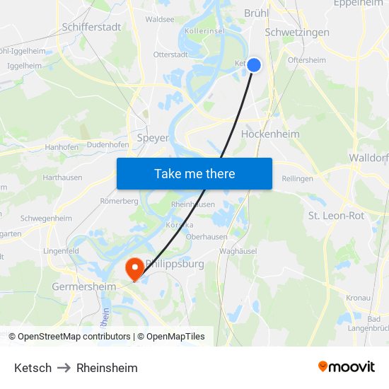 Ketsch to Rheinsheim map