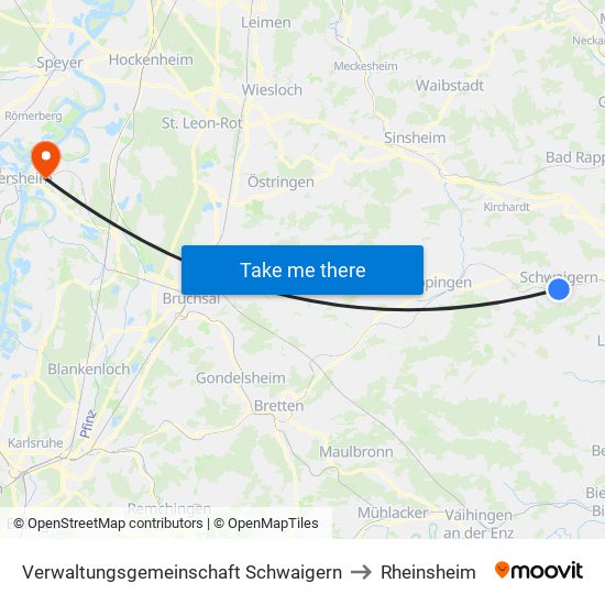 Verwaltungsgemeinschaft Schwaigern to Rheinsheim map