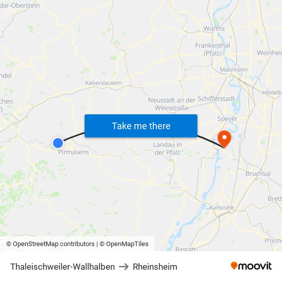 Thaleischweiler-Wallhalben to Rheinsheim map