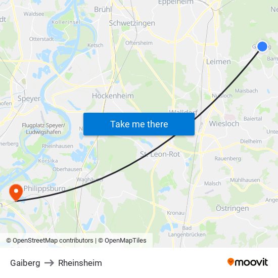 Gaiberg to Rheinsheim map