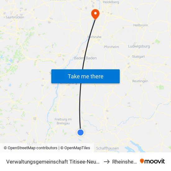 Verwaltungsgemeinschaft Titisee-Neustadt to Rheinsheim map