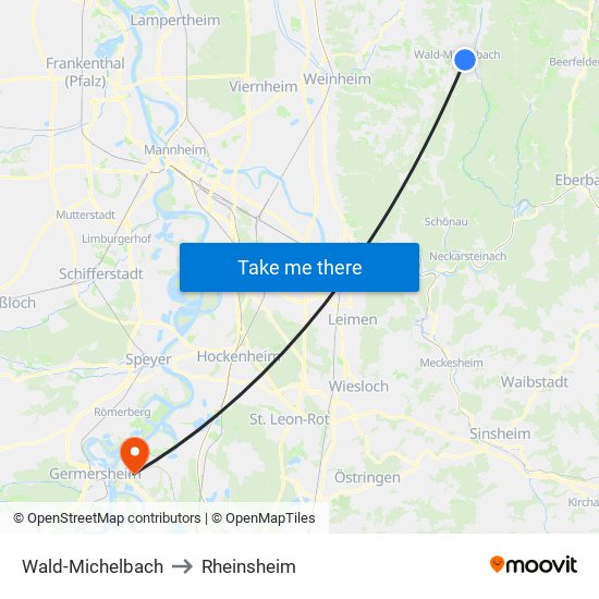 Wald-Michelbach to Rheinsheim map