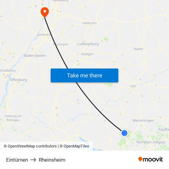 Eintürnen to Rheinsheim map