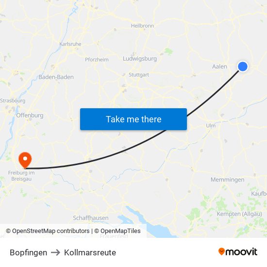 Bopfingen to Kollmarsreute map