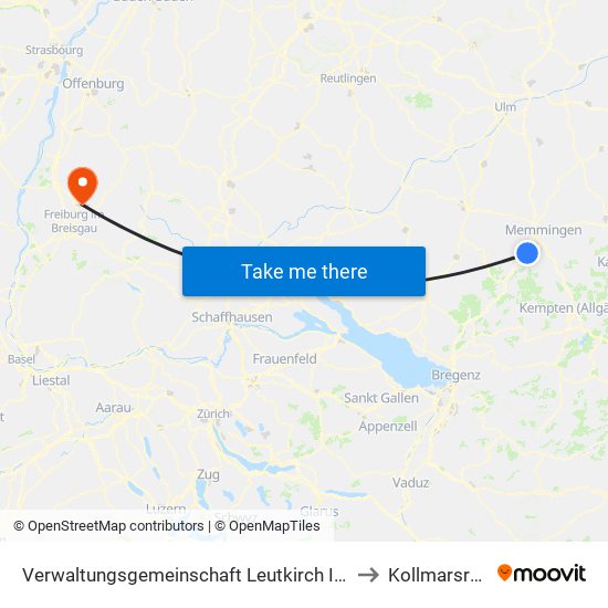 Verwaltungsgemeinschaft Leutkirch Im Allgäu to Kollmarsreute map