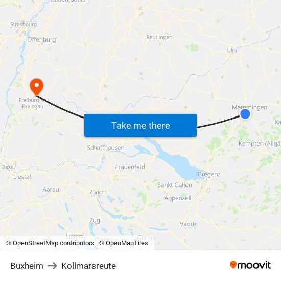 Buxheim to Kollmarsreute map