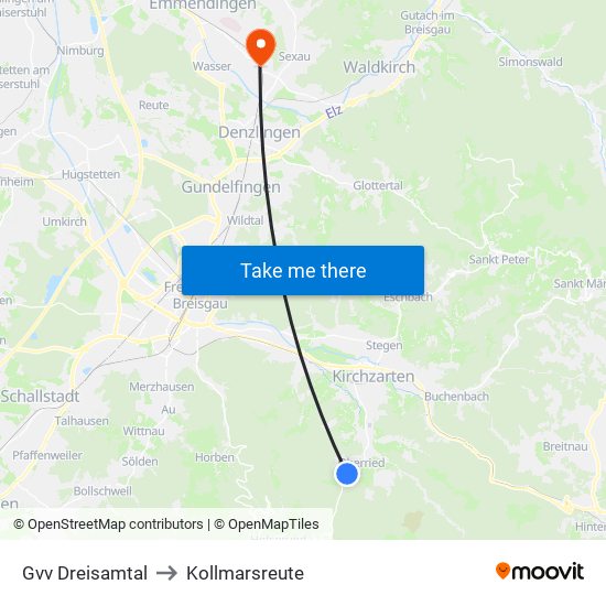 Gvv Dreisamtal to Kollmarsreute map