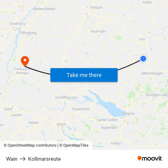 Wain to Kollmarsreute map