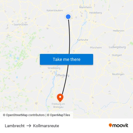 Lambrecht to Kollmarsreute map