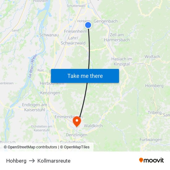 Hohberg to Kollmarsreute map