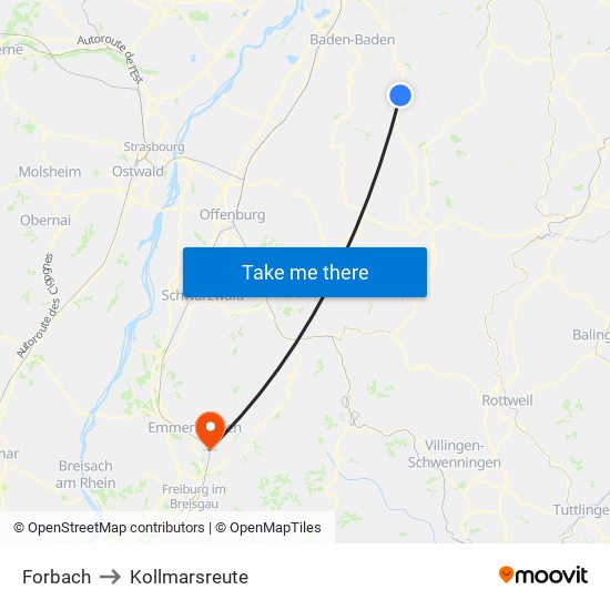 Forbach to Kollmarsreute map