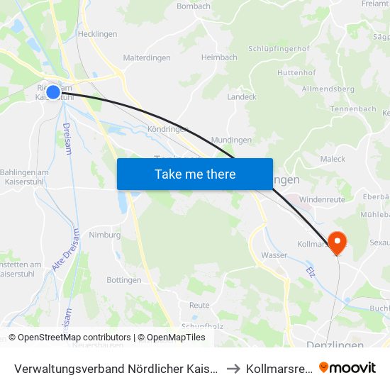 Verwaltungsverband Nördlicher Kaiserstuhl to Kollmarsreute map