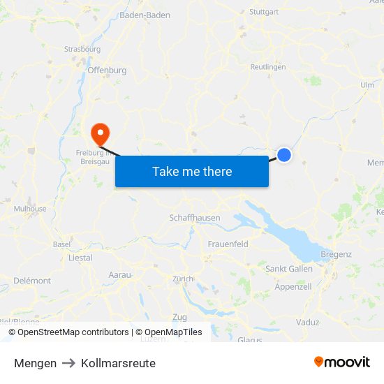 Mengen to Kollmarsreute map
