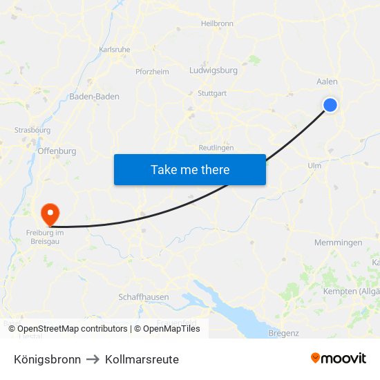 Königsbronn to Kollmarsreute map